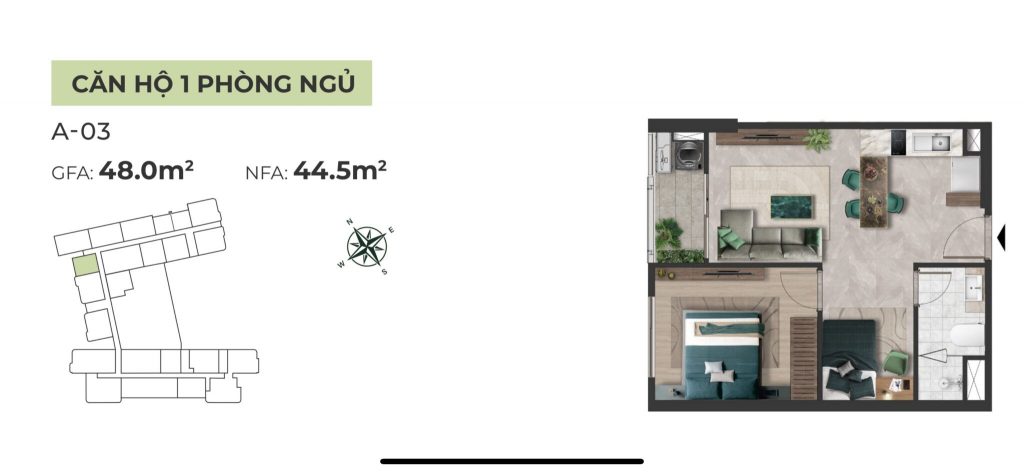 mặt bằng the emerald garden view