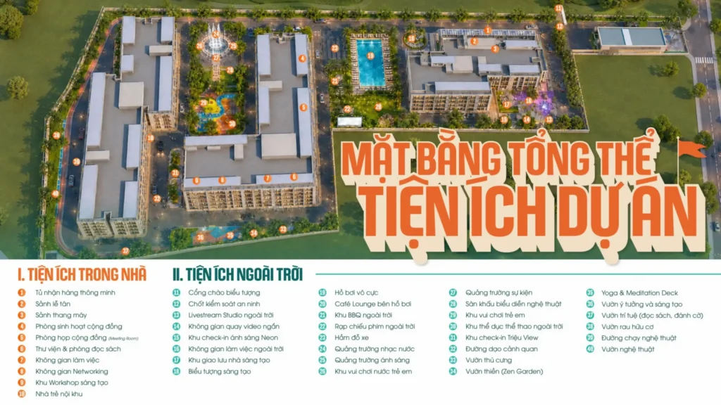 mặt bằng tổng thể tiện ích the ori space