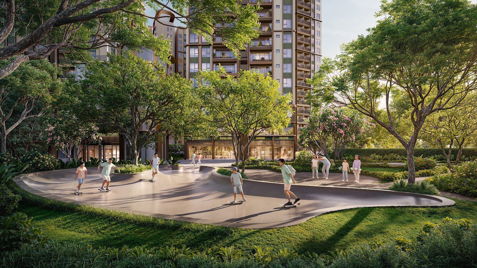 Công viên trượt ván Norton Park dưới tán cây lớn